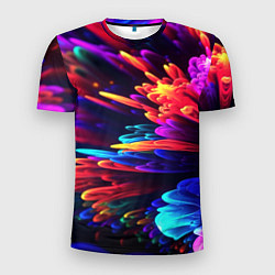 Мужская спорт-футболка Неоновая абстракция в виде цветов