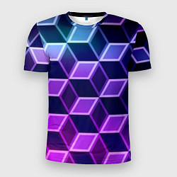 Мужская спорт-футболка Неоновые кубы иллюзия
