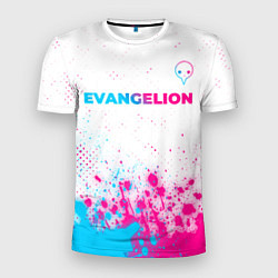 Мужская спорт-футболка Evangelion neon gradient style: символ сверху