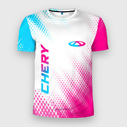 Футболка спортивная мужская Chery neon gradient style: надпись, символ, цвет: 3D-принт
