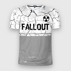 Мужская спорт-футболка Fallout glitch на светлом фоне: символ сверху