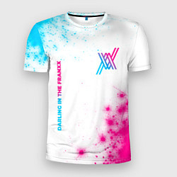 Мужская спорт-футболка Darling in the FranXX neon gradient style: надпись