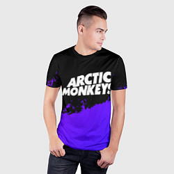Футболка спортивная мужская Arctic Monkeys purple grunge, цвет: 3D-принт — фото 2