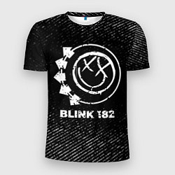 Мужская спорт-футболка Blink 182 с потертостями на темном фоне