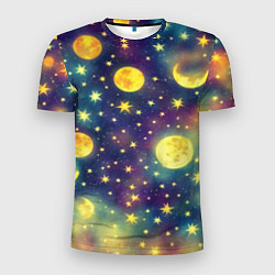 Мужская спорт-футболка Космос, Луна и Солнце