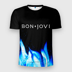 Мужская спорт-футболка Bon Jovi blue fire