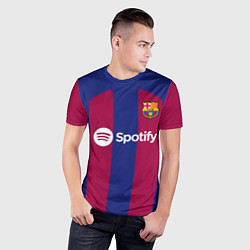 Футболка спортивная мужская ФК Барселона форма 2324 домашняя, цвет: 3D-принт — фото 2
