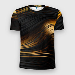 Футболка спортивная мужская Black gold waves, цвет: 3D-принт