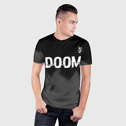 Футболка спортивная мужская Doom glitch на темном фоне: символ сверху, цвет: 3D-принт — фото 2
