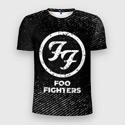 Футболка спортивная мужская Foo Fighters с потертостями на темном фоне, цвет: 3D-принт