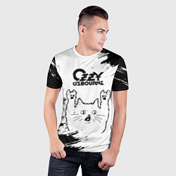 Футболка спортивная мужская Ozzy Osbourne рок кот на светлом фоне, цвет: 3D-принт — фото 2