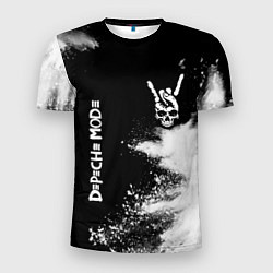 Мужская спорт-футболка Depeche Mode и рок символ на темном фоне