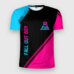 Мужская спорт-футболка Fall Out Boy - neon gradient: надпись, символ