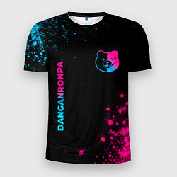 Мужская спорт-футболка Danganronpa - neon gradient: надпись, символ