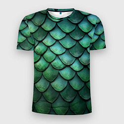 Мужская спорт-футболка Чешуя зелёного дракона
