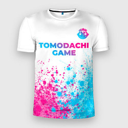 Мужская спорт-футболка Tomodachi Game neon gradient style: символ сверху