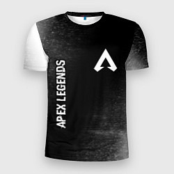 Мужская спорт-футболка Apex Legends glitch на темном фоне: надпись, симво