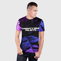 Футболка спортивная мужская Twenty One Pilots neon monstera, цвет: 3D-принт — фото 2