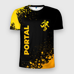 Мужская спорт-футболка Portal - gold gradient: надпись, символ