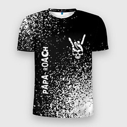 Мужская спорт-футболка Papa Roach и рок символ на темном фоне
