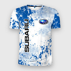 Мужская спорт-футболка Subaru blue logo