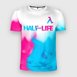 Футболка спортивная мужская Half-Life neon gradient style: символ сверху, цвет: 3D-принт