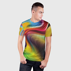 Футболка спортивная мужская Rainbow waves, цвет: 3D-принт — фото 2