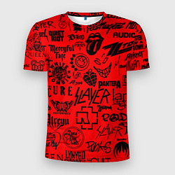 Мужская спорт-футболка Лучшие рок группы на красном