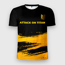 Мужская спорт-футболка Attack on Titan - gold gradient: символ сверху