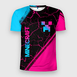 Мужская спорт-футболка Minecraft - neon gradient: надпись, символ