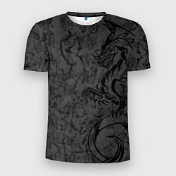 Мужская спорт-футболка Black dragon - grunge