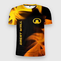 Мужская спорт-футболка Great Wall - gold gradient: надпись, символ