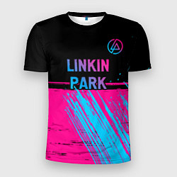 Мужская спорт-футболка Linkin Park - neon gradient: символ сверху