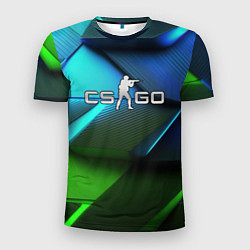 Мужская спорт-футболка CS GO green blue abstract