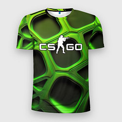 Мужская спорт-футболка CS GO объемные зеленые соты