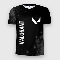 Мужская спорт-футболка Valorant glitch на темном фоне: надпись, символ
