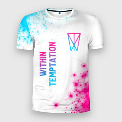 Футболка спортивная мужская Within Temptation neon gradient style: надпись, си, цвет: 3D-принт