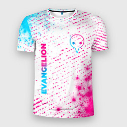 Мужская спорт-футболка Evangelion neon gradient style: надпись, символ