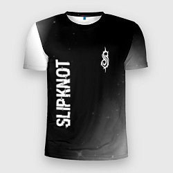 Мужская спорт-футболка Slipknot glitch на темном фоне: надпись, символ