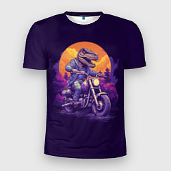 Футболка спортивная мужская Динозавр на мотоцикле, цвет: 3D-принт