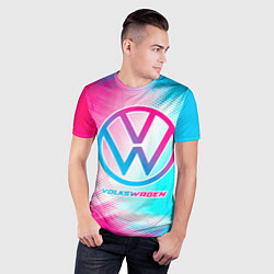 Футболка спортивная мужская Volkswagen neon gradient style, цвет: 3D-принт — фото 2