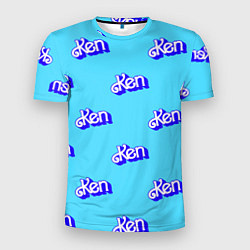 Футболка спортивная мужская Синий логотип Кен - паттерн, цвет: 3D-принт