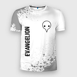Мужская спорт-футболка Evangelion glitch на светлом фоне: надпись, символ