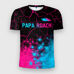 Футболка спортивная мужская Papa Roach - neon gradient: символ сверху, цвет: 3D-принт