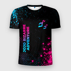Мужская спорт-футболка JoJo Bizarre Adventure - neon gradient: надпись, с