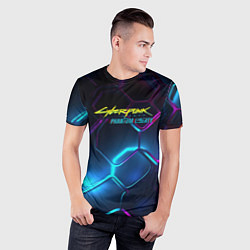 Футболка спортивная мужская Neon cyberpunk logo, цвет: 3D-принт — фото 2