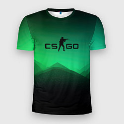 Мужская спорт-футболка CS GO green black background