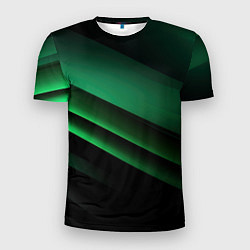 Мужская спорт-футболка Черно зеленые полосы