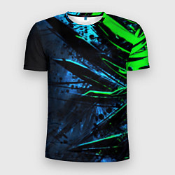 Футболка спортивная мужская Black green abstract, цвет: 3D-принт