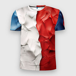 Мужская спорт-футболка Текстура пластилина белая синяя красная